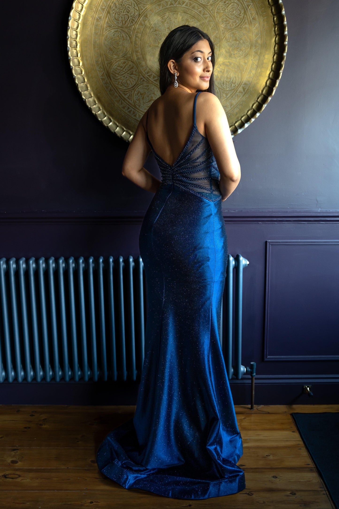 1221 fitted fishtail sparkle Navy Blue