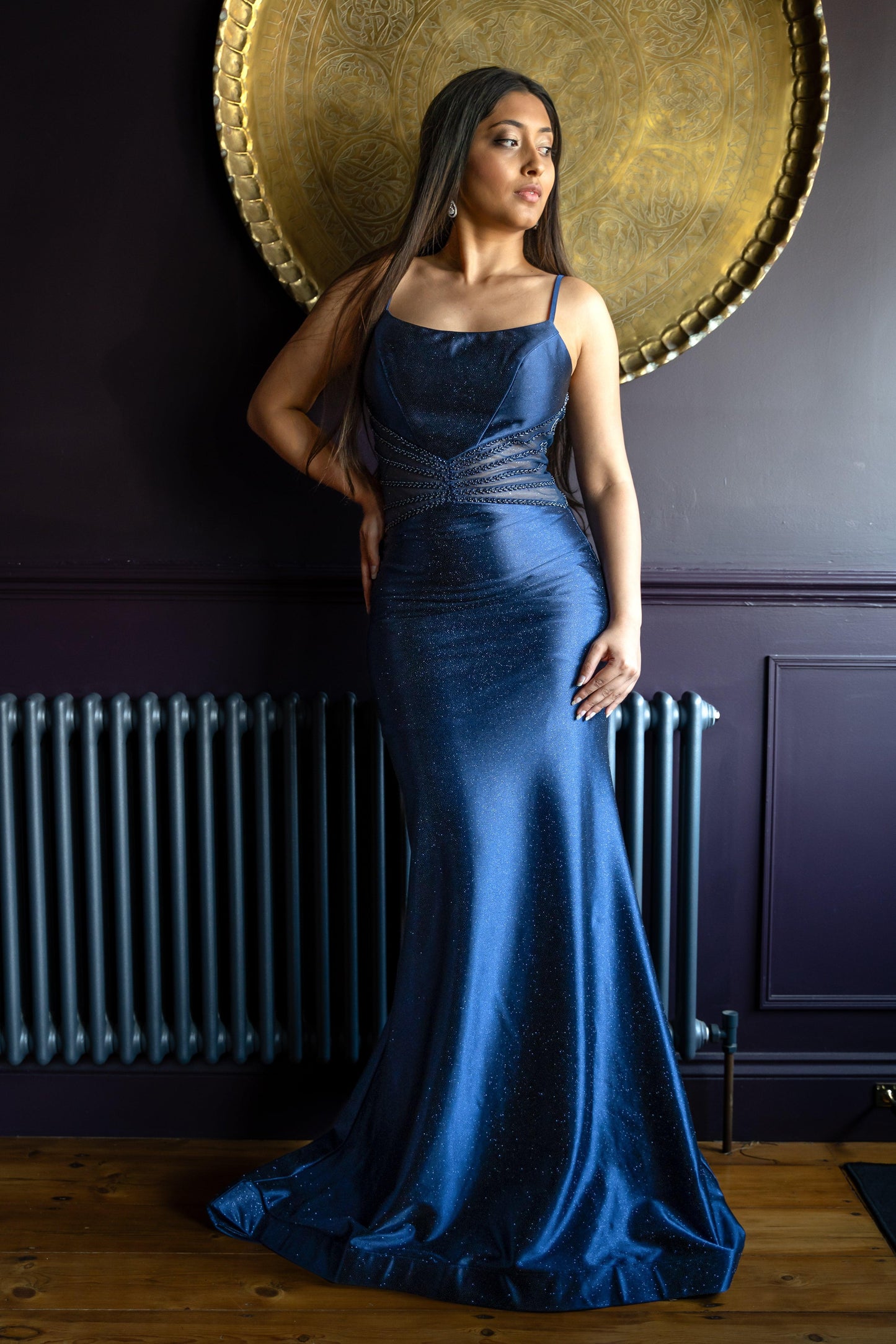 1221 fitted fishtail sparkle Navy Blue