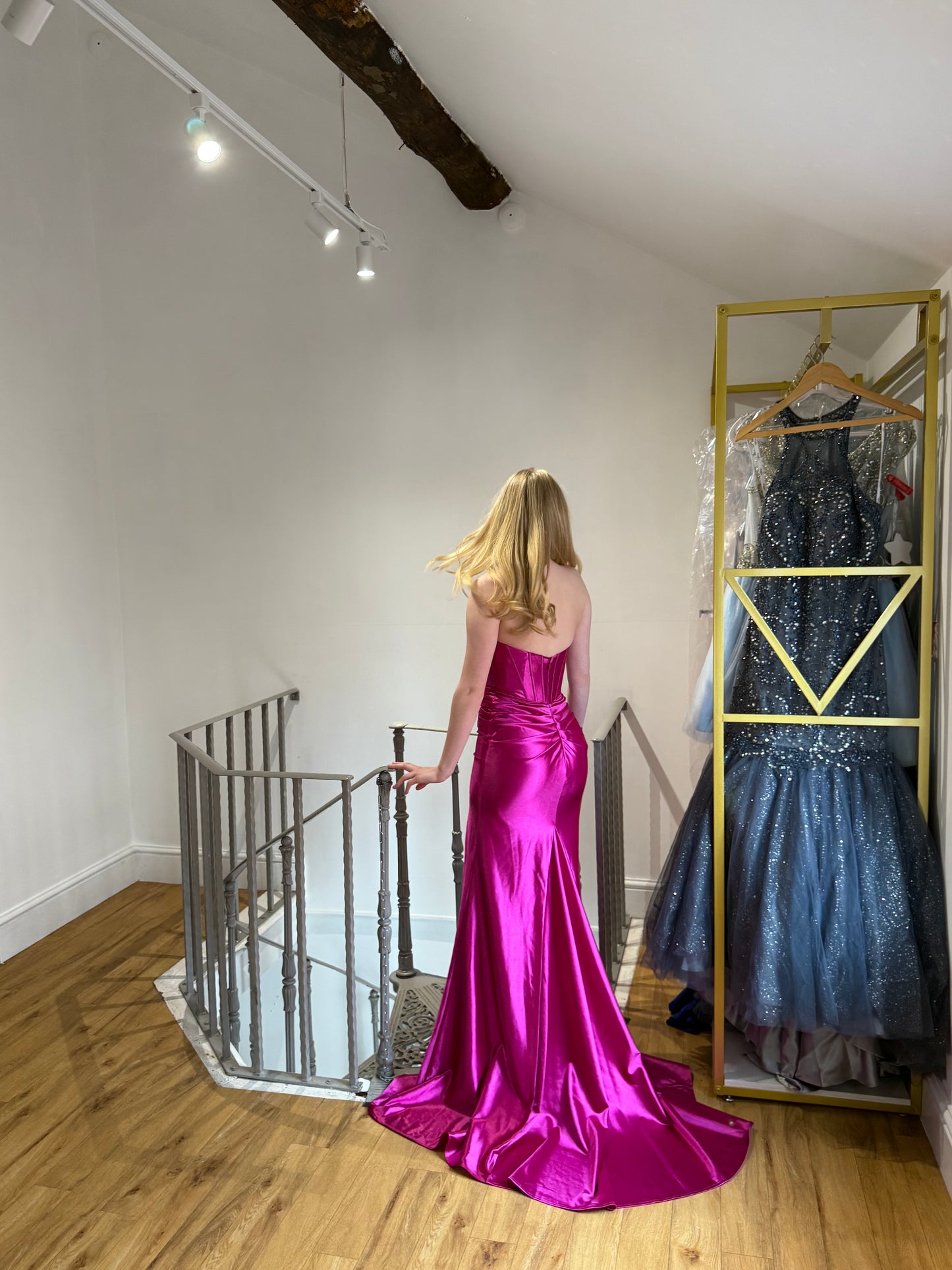1225 Hot Pink Lenora Sapphire strapless dress